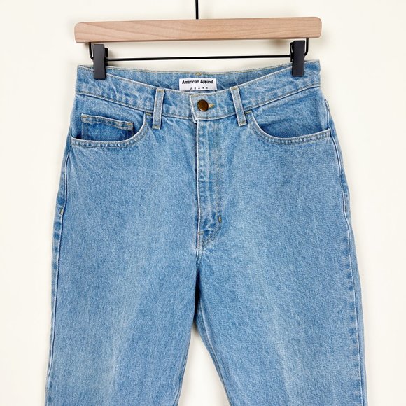 American Apparel 100% Cotton Rigid Denim Jeans Mom Straight Tapered High Rise 30 - Picture 4 of 9